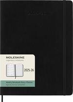 Agenda settimanale Moleskine 2025-26, con spazio per note 18 mesi, XL, Copertina morbida, Nero - XL 19x25