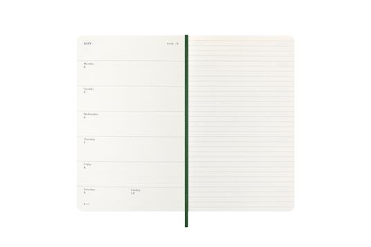 Agenda settimanale Moleskine 2025-26, con spazio per note 12 mesi, Large, Copertina morbida, Verde mirto - Large 13x21 - 3