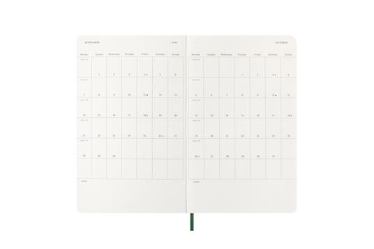 Agenda settimanale Moleskine 2025-26, con spazio per note 12 mesi, Large, Copertina morbida, Verde mirto - Large 13x21 - 4