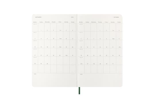 Agenda giornaliera Moleskine 2026, 12 mesi, Large, Copertina morbida, Verde mirto - Large 13x21 - 4