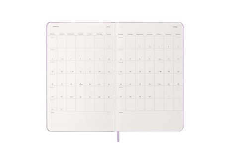 Agenda giornaliera Moleskine 2026, 12 mesi, Large, Copertina rigida, Pastel Lilac - Large 13x21 - 4