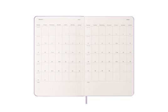 Agenda giornaliera Moleskine 2026, 12 mesi, Large, Copertina rigida, Pastel Lilac - Large 13x21 - 4