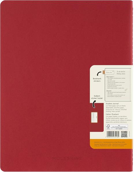 Taccuino a righe, rosso Moleskine Student cahier - XXL - 2