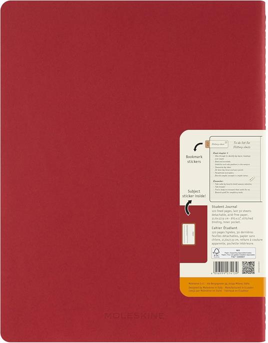 Taccuino a righe, rosso Moleskine Student cahier - XXL - 2