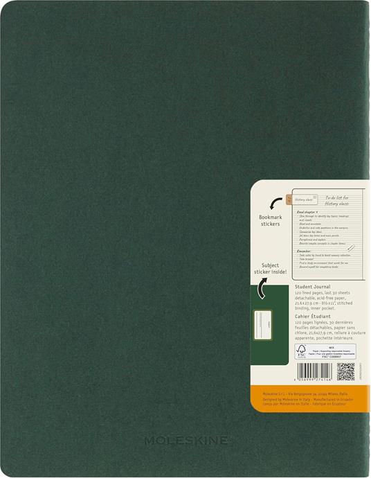 Moleskine Student cahier - taccuino XXL ruled myrtle green, verde - 2