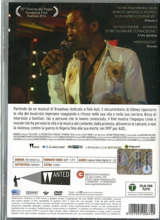 Fela Kuti. Il potere della musica di Alex Gibney - DVD - 2