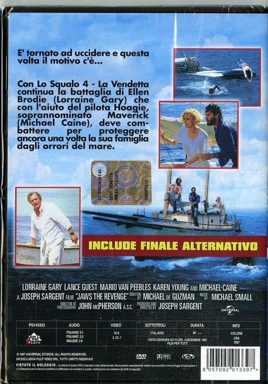 Lo squalo 4: la vendetta di Joseph Sargent - DVD - 2