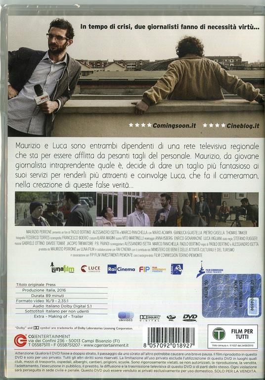 Press (DVD) di Paolo Bertino,Alessandro Isetta - DVD - 6