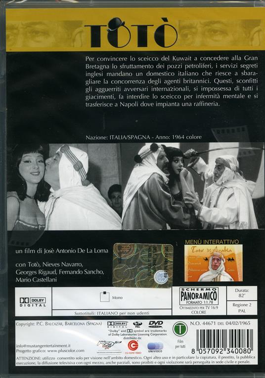 Totò d'Arabia di José Antonio De la Loma - DVD - 2