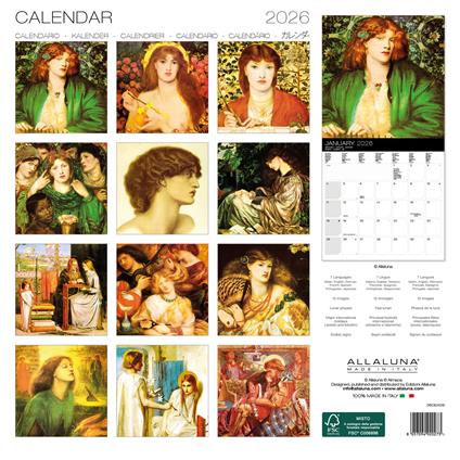 Calendario da muro 2026 Rossetti Allaluna - 30 x 30 cm