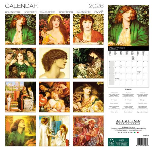 Calendario da muro 2026 Rossetti Allaluna - 30 x 30 cm