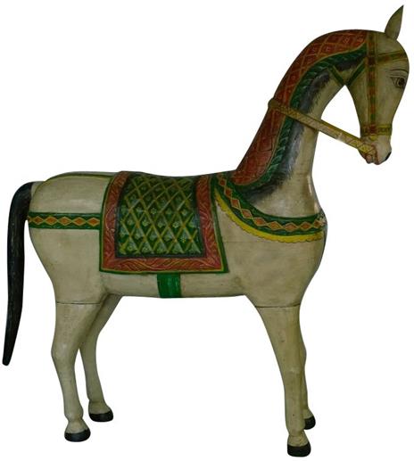 Cavallo in legno massiccio dipinto L34xPR200xH210 cm - 2