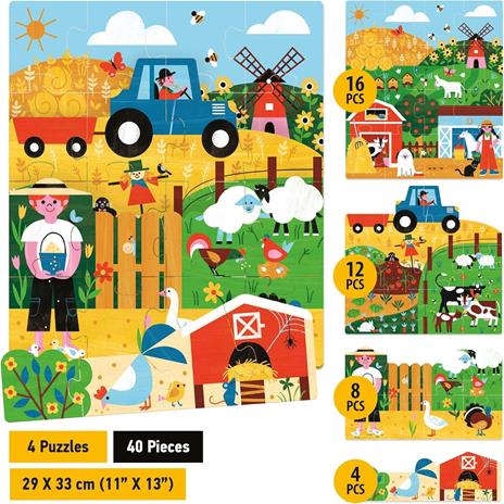 HEADU - Playrama Puzzle The Farm - Puzzle Educativo per Bambini dai 3 agli 8 anni, Made in Italy - 2