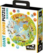 HEADU - Giant Round Puzzle Seasons - Gira e gioca con le stagioni! - Puzzle Educativo per Bambini dai 3 agli 8 anni