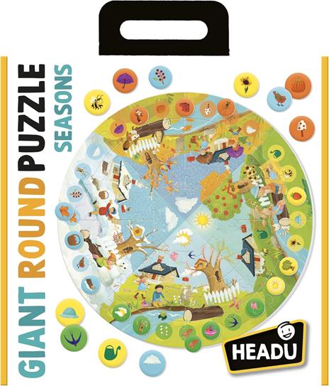 HEADU - Giant Round Puzzle Seasons - Gira e gioca con le stagioni! - Puzzle Educativo per Bambini dai 3 agli 8 anni - 2