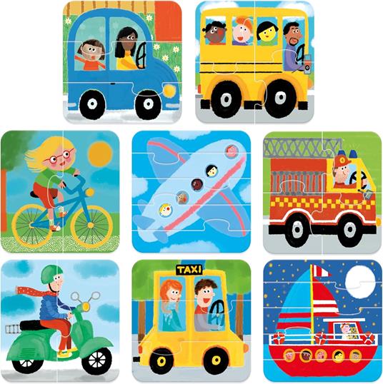 HEADU - 8 Progressive Puzzle Vehicles Puzzle Educativo per Bambini dai 2 ai 4 anni, Made in Italy | IT60957 - 2