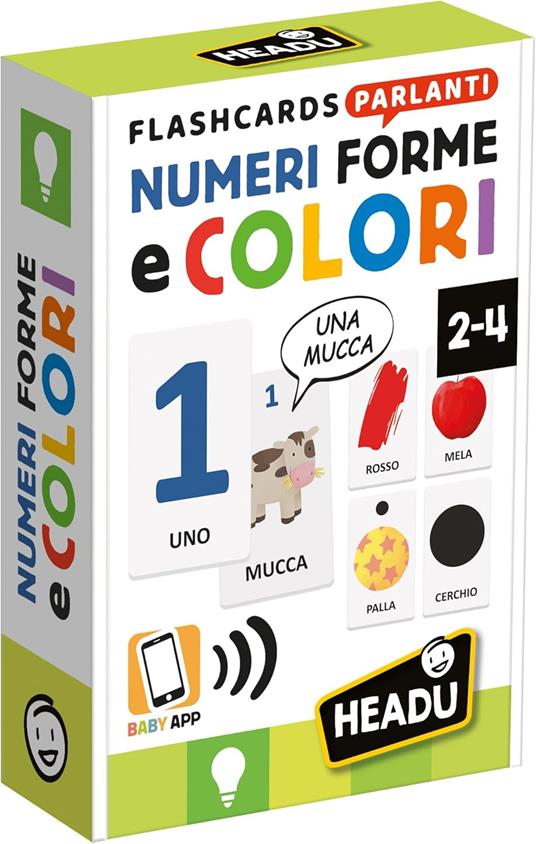Headu - Flashcards Parlanti Numeri, Forme e Colori, Sviluppa la Logica dei più Piccoli