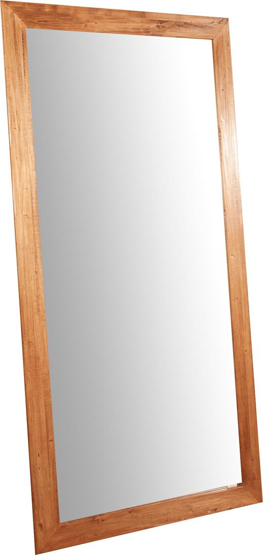 Specchio Specchiera da Parete e Appendere rettangolare in legno massello di tiglio finitura naturale L100xPR3xH200 cm Made in It