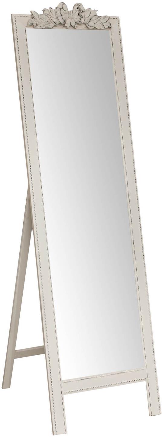 Specchio Specchiera Da Terra a Pavimento L50xPR3xH175 cm finitura bianca  anticato. - Biscottini - Idee regalo