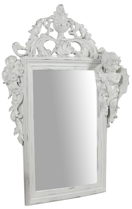 Specchio Specchiera da Parete e Appendere L50xPR8xH65 cm finitura bianco anticato.