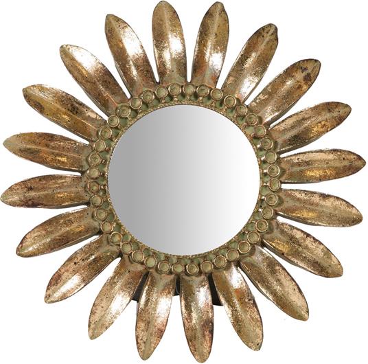 Specchio Specchiera da appoggio 23x3x23 cm in Resina Finitura Oro Anticato - 2