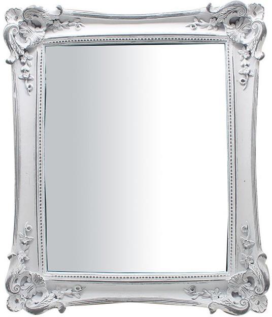 Specchio Specchiera verticale/orizzontale da appoggio e da appendere 27,5x3,5x32,5 cm In resina finitura bianco anticato