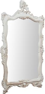Specchio Specchiera da Parete e Appendere in legno finitura bianco anticato L66xPR7xH118 cm Made in Italy