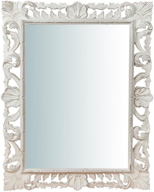 Specchio Specchiera da Parete e Appendere verticale/orizzontale in legno finitura bianca anticata L70xPR4xH90 cm Made in Italy - 2