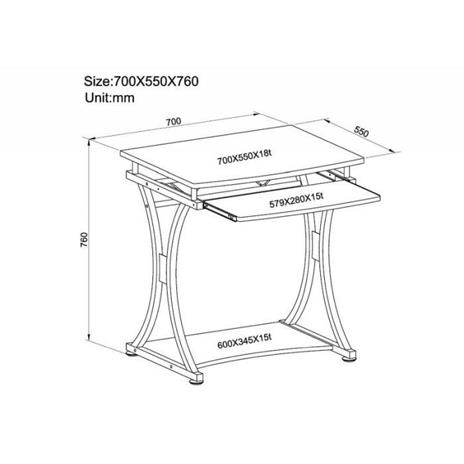 Techly Scrivania per PC Compatta con Cassetto Estraibile, Nero Grafite (ICA-TB 328BK) - 2