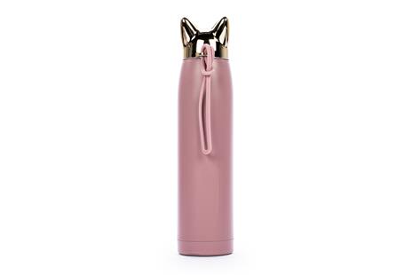 Bottiglia in acciaio 350 ml termoisolata con tappo a forma di gatto e cordicella, non utilizzare in microonde o lavastoviglie - 2