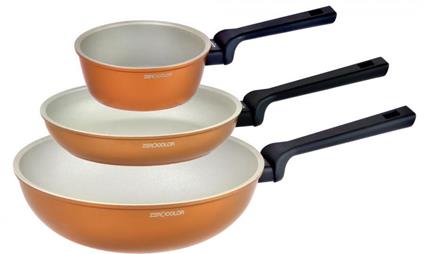 Set Padella Casseruola e Wok ZeroColor Unico Antiaderente della Salute