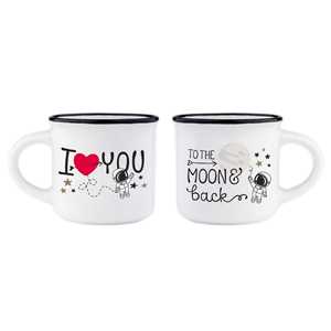 Idee regalo Tazzine da caffè Luna Legami Espresso for Two Coffee Mug To the Moon & Back. Set 2 tazzine Legami