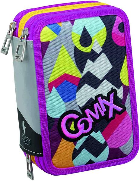 Astuccio 3 zip Comix Flash assortito - 20x13x7 cm - 2