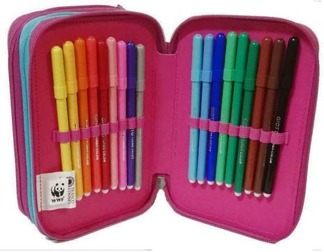 Astuccio organizzato 2 zip WWF Rosa - 19,5x24,5x4,5 cm - 2
