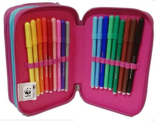 Astuccio organizzato 2 zip WWF Rosa - 19,5x24,5x4,5 cm - 2