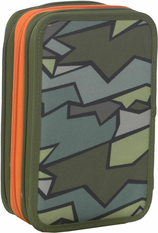 Astuccio organizzato 3 zip Comix Flash Broken Camo Verde - 20x13x7 cm