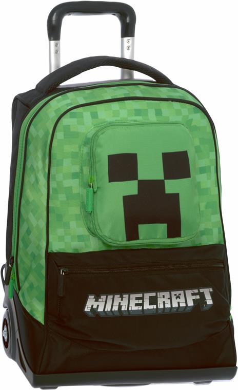 Zaino scuola trolley organizzato Minecraft 32x47x21 cm