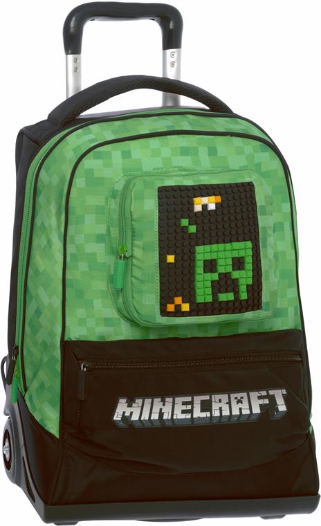Zaino scuola trolley organizzato Minecraft 32x47x21 cm - 2