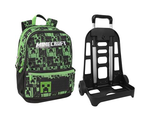 Zaino Scuola Organizzato Trolley Staccabile New Green Minecraft