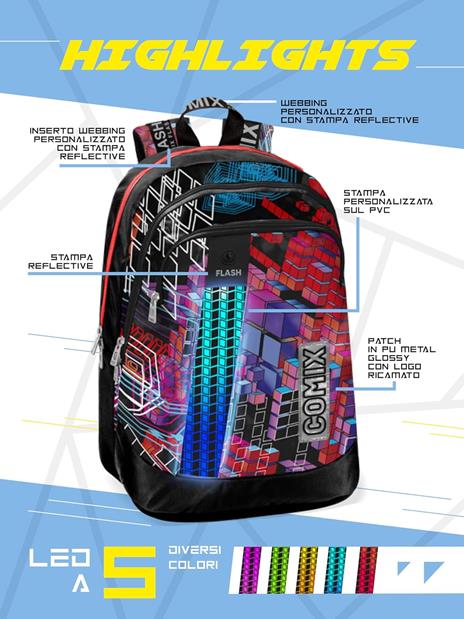 Zaino Organizzato Comix Flash Cube Wave - 2
