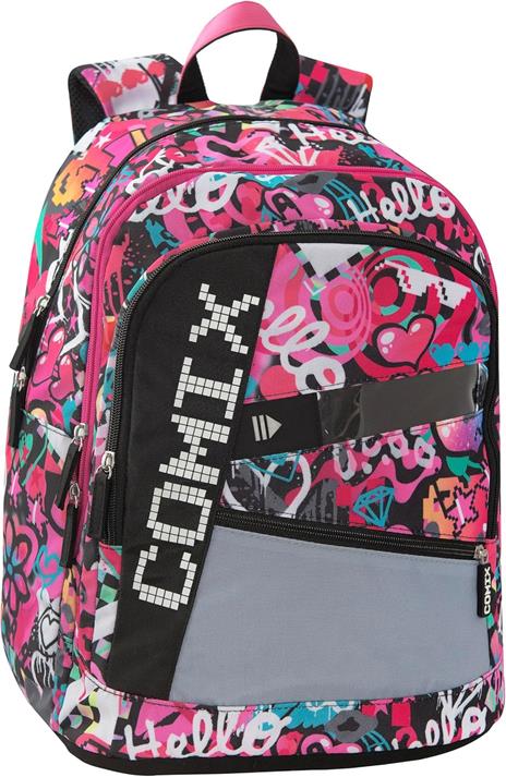 Comix BRIGHT - Zaino Scuola per Bambini e Ragazzi, Tasca Frontale, Chiusura a Zip e Spallacci Regolabili, 32x43Hx23 cm, 31 L