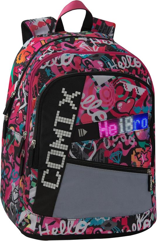 Comix BRIGHT - Zaino Scuola per Bambini e Ragazzi, Tasca Frontale, Chiusura a Zip e Spallacci Regolabili, 32x43Hx23 cm, 31 L - 3