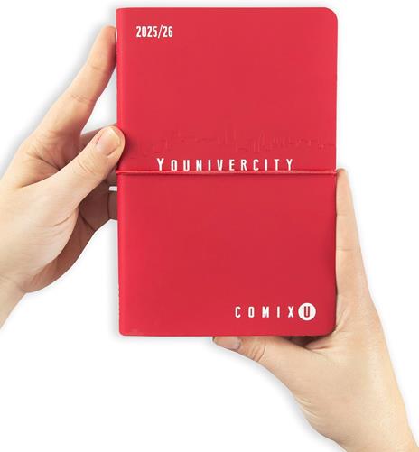 Agenda 13 Mesi, 2025-26, settimanale Comix u younivercity rosso - 2