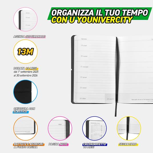 Agenda 13 Mesi, 2025-26, settimanale Comix u younivercity rosso - 3