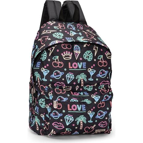 COMIX, ZAINO AMERICANO ALLOVER NEON Unisex-Bambini e ragazzi, Nero, Medio