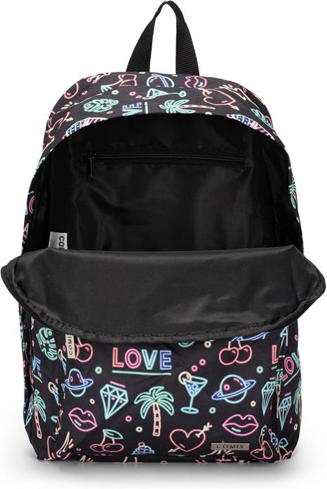 COMIX, ZAINO AMERICANO ALLOVER NEON Unisex-Bambini e ragazzi, Nero, Medio - 2
