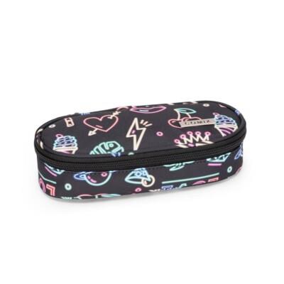 Astuccio ovale con zip e scomparti Allover neon Comix