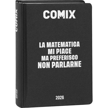 COMIX - Diario Giornaliero 16 Mesi, Diario Scuola 2025-2026, con Copertina Rigida,  , 13x17.8h cm, Nero/Argento
