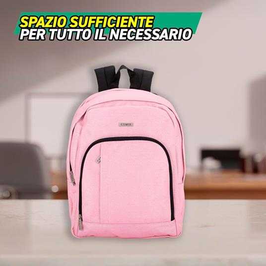 Zaino Scuola per Bambini e Ragazzi, Tasca Frontale, Spallacci Regolabili, rosa Comix - 32x43Hx23 cm - 4