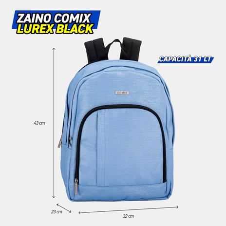 Zaino Scuola per Bambini e Ragazzi, Tasca Frontale, Spallacci Regolabili, azzurro Comix - 32x43Hx23 cm - 3